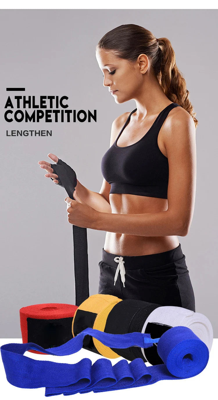2PCS 1.5/2/3/5M Boxing Training Bandages Cotton Sports Bandages Sanda Kick Boxing Mma Hand Gloves Wraps Belt Boxing Sports Strap