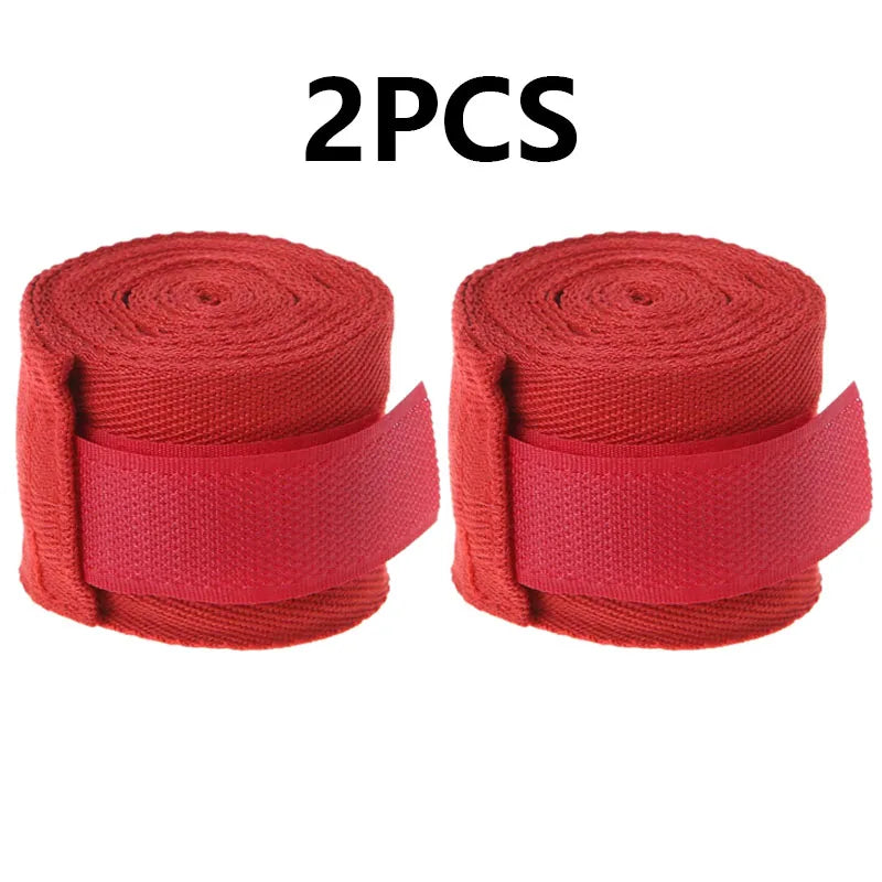 Lot de 2 bandages d'entraînement de boxe en coton (1,5/2/3/5 m) pour le sport, le kickboxing, le MMA et les gants de boxe. Ceinture et sangle de sport incluses.