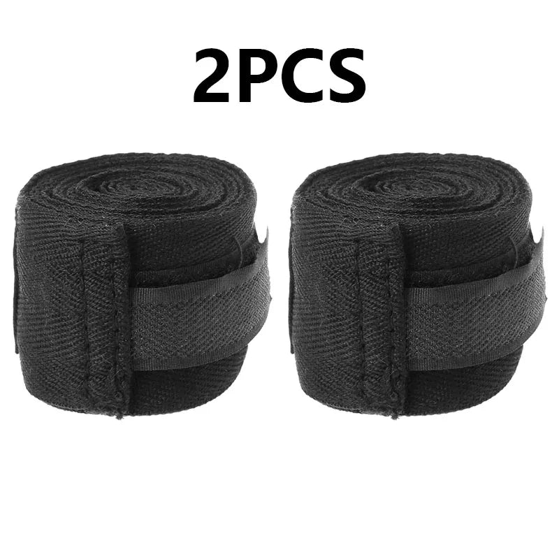 Lot de 2 bandages d'entraînement de boxe en coton (1,5/2/3/5 m) pour le sport, le kickboxing, le MMA et les gants de boxe. Ceinture et sangle de sport incluses.
