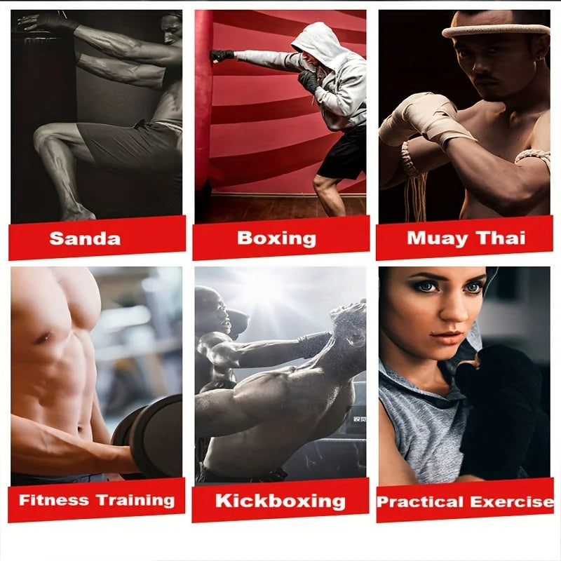 Lot de 2 bandages d'entraînement de boxe en coton (1,5/2/3/5 m) pour le sport, le kickboxing, le MMA et les gants de boxe. Ceinture et sangle de sport incluses.